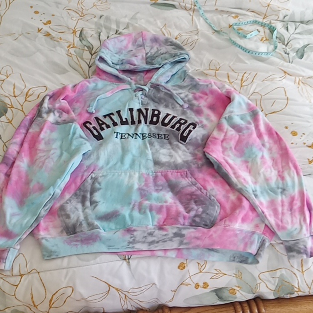BIG Comfy Hoodie Laceup neck, Gatlinburg, TieDyePUFFY "hoodie that hoodies" Cute